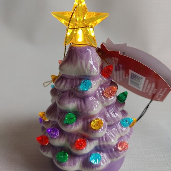 Mr. Christmas 5" Nostalgic Ceramic Lit Tree Ornament, Lavender Christmas - Picture 6 of 6